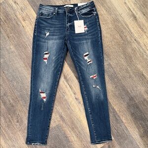 Women’s KanCan Dark Blue Distressed Ankle Skinny Jeans Size 11/29
